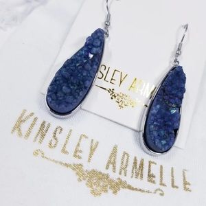 Kinsley Armelle SILVER DENIM DROP EARRINGS